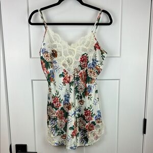 Victoria’s Secret Lingerie Camisole Nightgown White Orange Floral Size Medium d